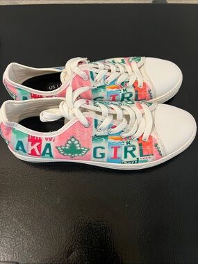 ePretty Multicolor Graphic Canvas Sneakers with White Toe